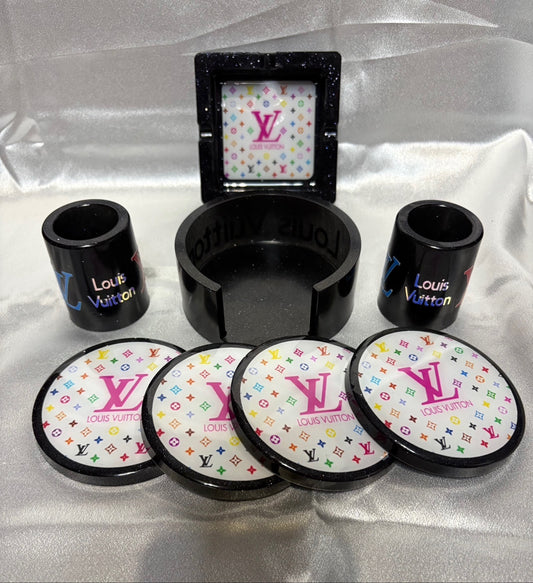 Resin Coaster Set with matching shot glasses